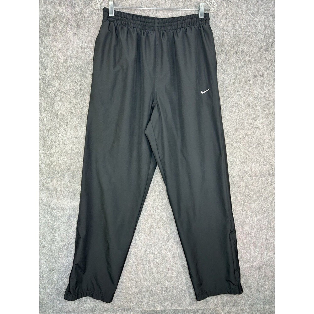 Vintage Nike Track Pants Men's Medium Black Windbreaker Fleece Lined 90s